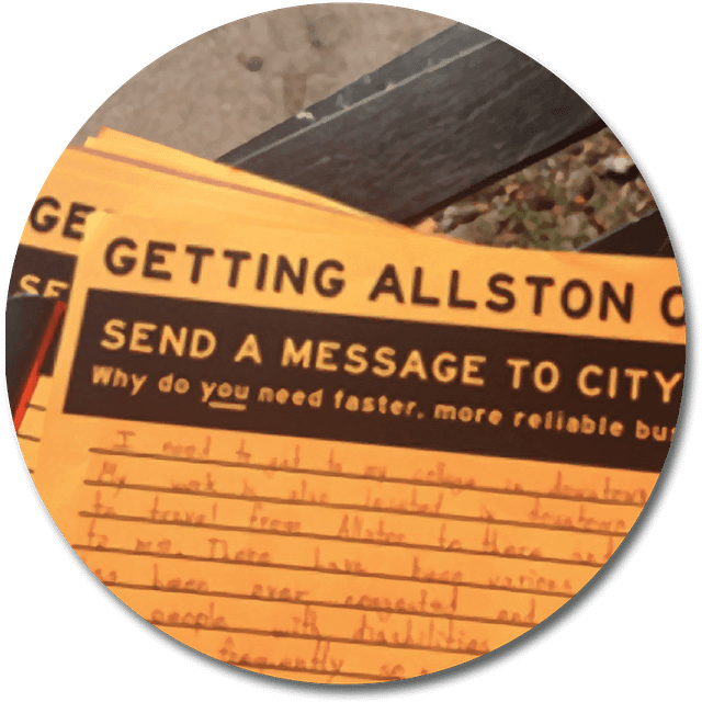 photo of an orange flyer with black text on it with a title saying "Send a Message to City Hall"